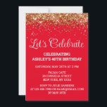 Red White & Gold Glitter 40th Birthday Party Forty Invitation<br><div class="desc">Red White Gold Glitter Invite,  40th Birthday Party invitation Forty,  Let's celebrate digital Any Age,  Instant download Fifty Sixty Seventy,  Personalized 21st 50th 60th 70th,  Elegant Milestone template evite text,  Custom 18th Glam Golden Confetti,  Adult Calligraphy Modern Stylish script,  Chic trendy simple for her,  Bling daughter wife mom celebration</div>