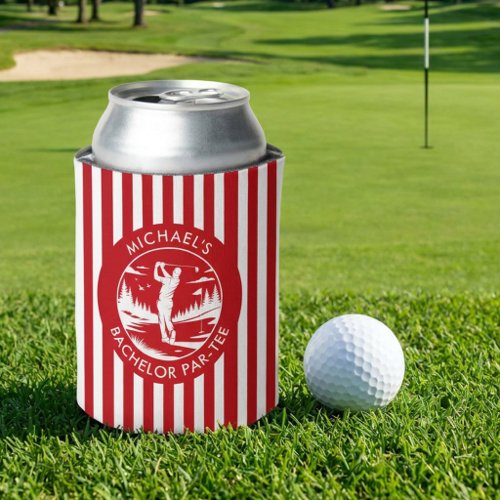 Red & White Golf Bachelor Party Can Cooler