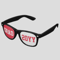 Red & White Grad 2026 Text Design Retro Sunglasses