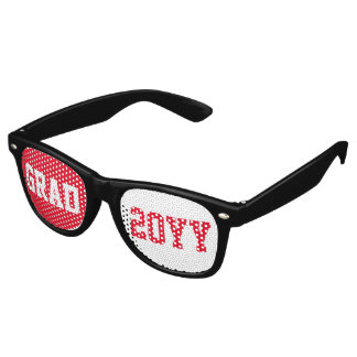 Red & White Grad 2026 Text Design Retro Sunglasses