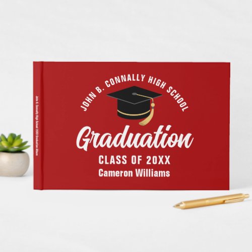 Red White Graduate Custom 2024 Graduation Party Guest Book