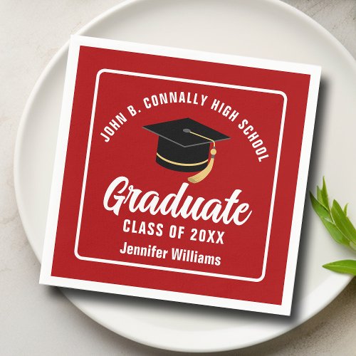 Red White Graduate Custom 2024 Graduation Party Napkins