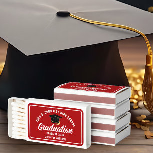 Red White Graduate Custom 2025 Graduation Party Matchboxes