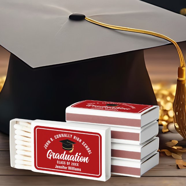 Red White Graduate Custom 2025 Graduation Party Matchboxes (Creator Uploaded)