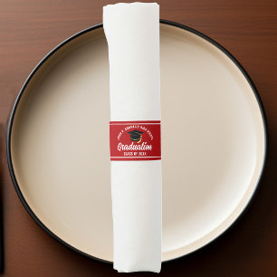 Red White Graduate Custom 2026 Graduation Party Napkin Bands