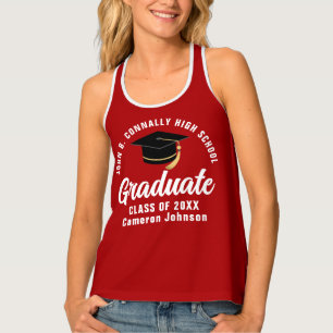 Red White Graduate Custom Cute Graduation Tank Top