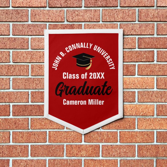 Red White Graduate Custom Graduation Keepsake Pennant (Insitu 1)