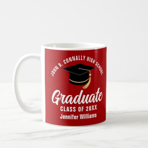Red White Graduate Personalized 2024 Graduation Coffee Mug