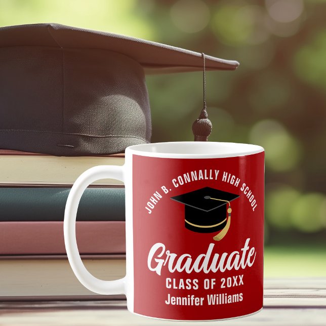 Red White Graduate Personalized 2026 Graduation Coffee Mug (Creator Uploaded)