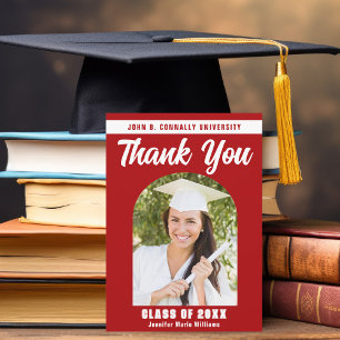 Red White Graduate Photo Arch 2026 Graduation Thank You Card