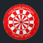 Red & White Graduation | Custom Text Dart Board<br><div class="desc">Change the background color to the school color and personalize the text as needed. Congratulate the grad in your life with your desired messages such as "CON-GRAD-ULATIONS CLASS OF 20XX". This dartboard would be great to double as an activity to have at the graduation party as well as a graduation...</div>