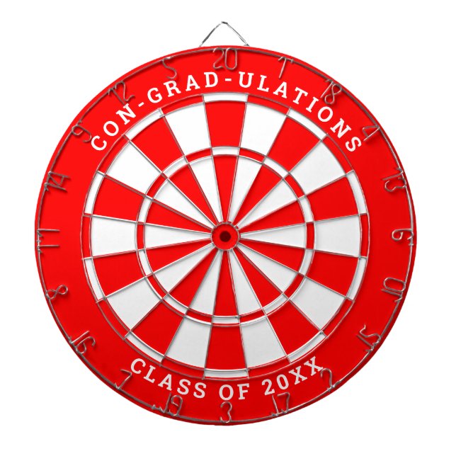 Red & White Graduation | Custom Text Dart Board (Front)