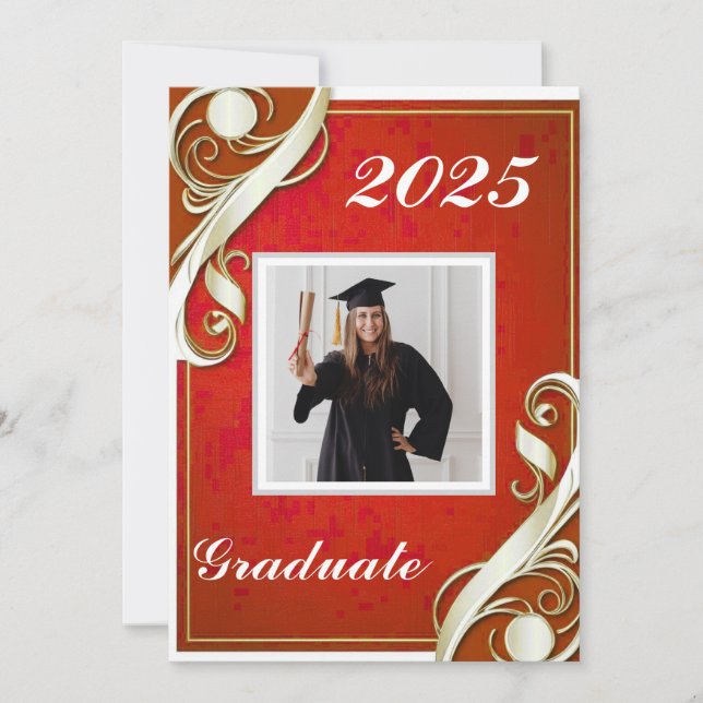 Red White Graduation Invitation (Front)