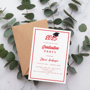 Red white Graduation Party 2026 Invitation