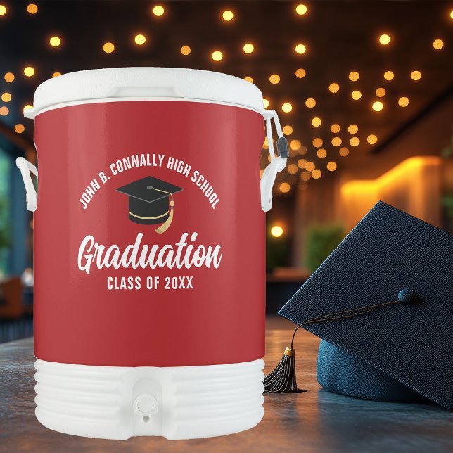 Red White Graduation Party Customized Beverage Cooler (Creator Uploaded)