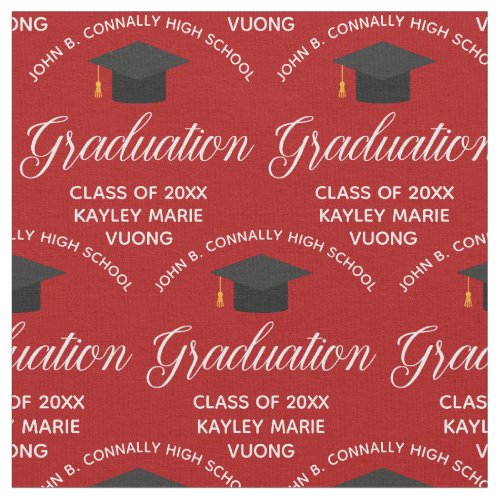 Red White Graduation Personalized 2024 Graduate Fabric