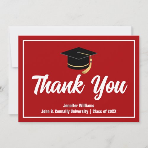 Red White Graduation Personalized 2024 Graduate Thank You Card