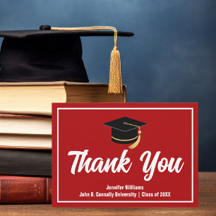 Red White Graduation Personalized 2026 Graduate Thank You Card
