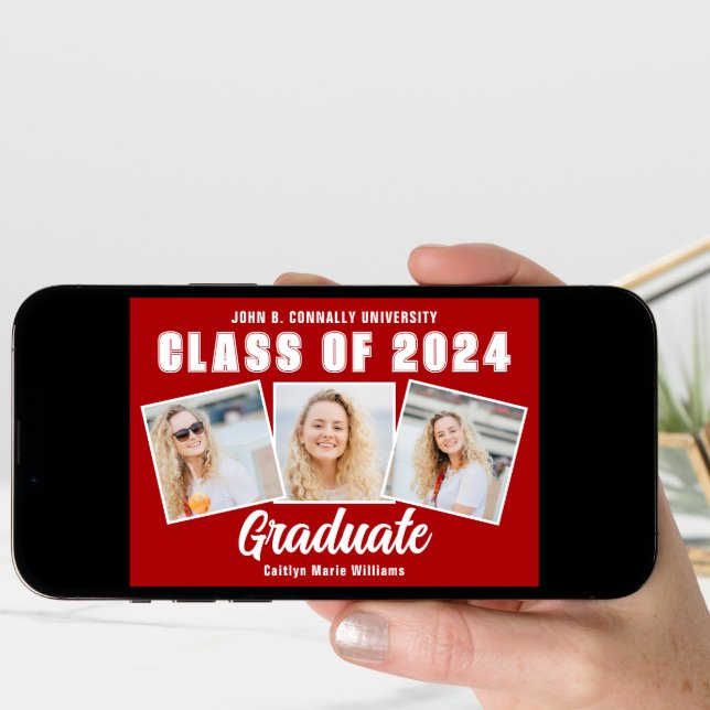 Red White Graduation Photo Collage 2025 Graduate Announcement (Front Digital)