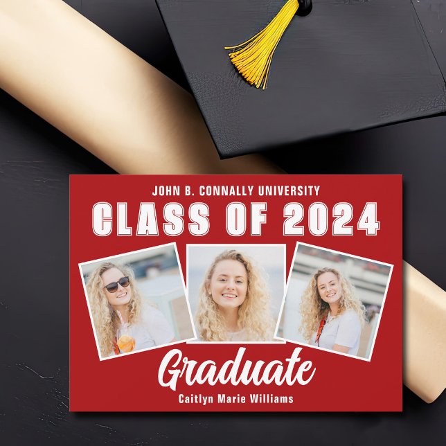 Red White Graduation Photo Collage 2026 Graduate Announcement (Creator Uploaded)