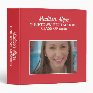 Red White Graduation Photo High School Memories 3 Ring Binder