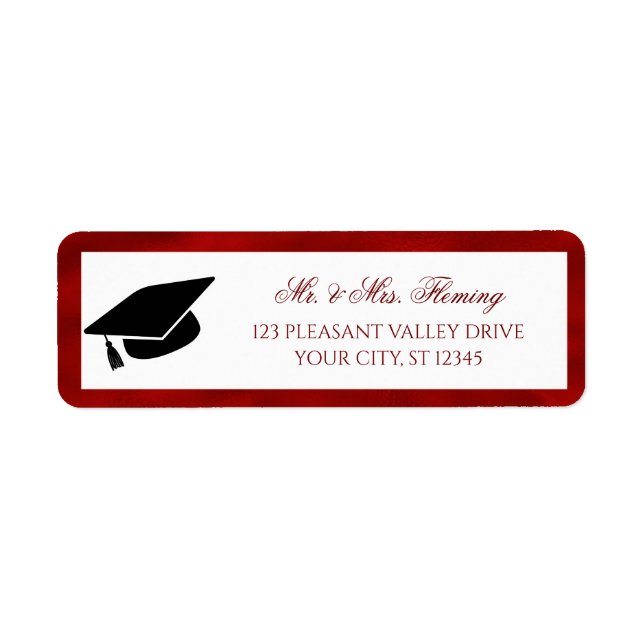 Red White Graduation Return Address Label (Front)