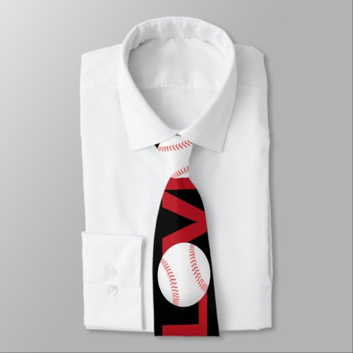 red white gray baseball love letter Neck Ties