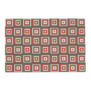 RED WHITE GRAY CHECKER SQUARES geometric pattern Placemat