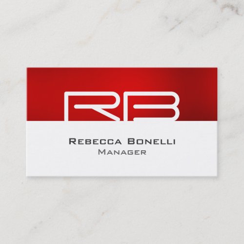 Red White Gray Monogram Manager Business Card