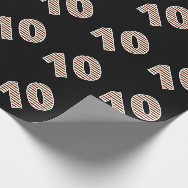 Red, White, Green "10" 10th Event on Christmas Day Wrapping Paper (Corner)