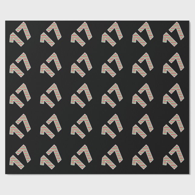 Red, White, Green "17" 17th Event on Christmas Day Wrapping Paper (Flat)