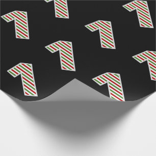 Red, White, Green "1" 1st Event on Christmas Day Wrapping Paper