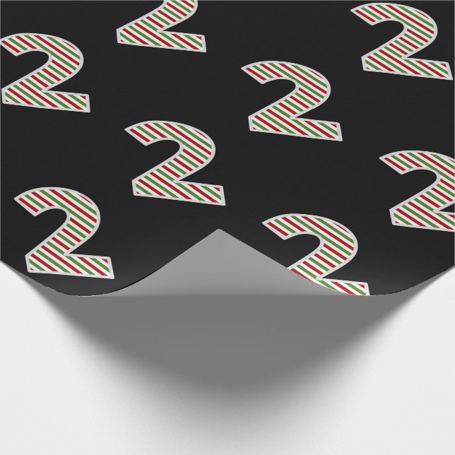 Red, White, Green "2" 2nd Event on Christmas Day Wrapping Paper (Corner)