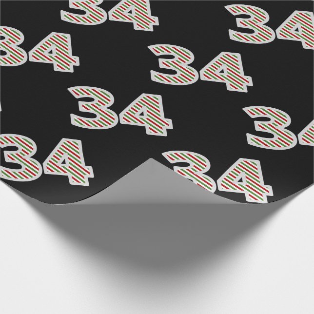 Red, White, Green "34" 34th Event on Christmas Day Wrapping Paper (Corner)