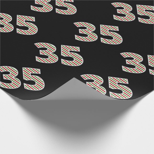 Red, White, Green "35" 35th Event on Christmas Day Wrapping Paper (Corner)