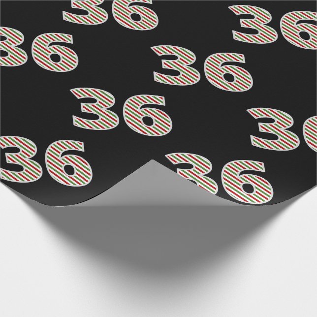 Red, White, Green "36" 36th Event on Christmas Day Wrapping Paper (Corner)