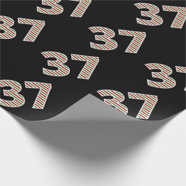 Red, White, Green "37" 37th Event on Christmas Day Wrapping Paper (Corner)