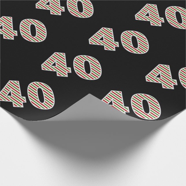 Red, White, Green "40" 40th Event on Christmas Day Wrapping Paper (Corner)