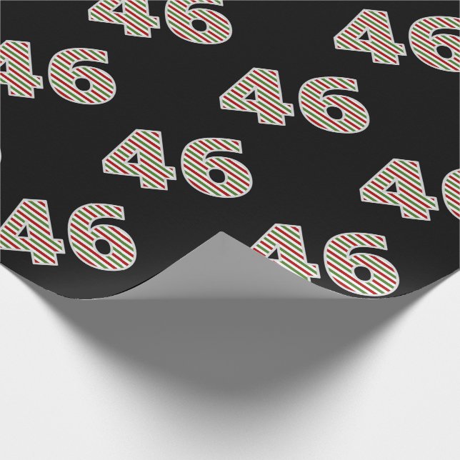 Red, White, Green "46" 46th Event on Christmas Day Wrapping Paper (Corner)