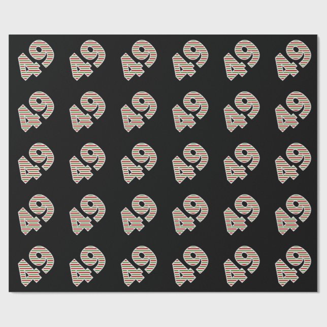 Red, White, Green "49" 49th Event on Christmas Day Wrapping Paper (Flat)