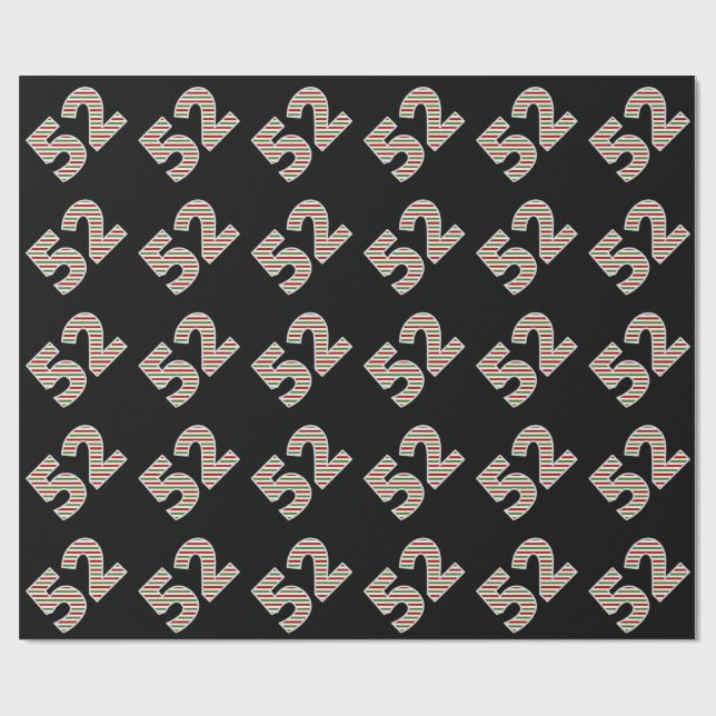 Red, White, Green "52" 52nd Event on Christmas Day Wrapping Paper (Flat)