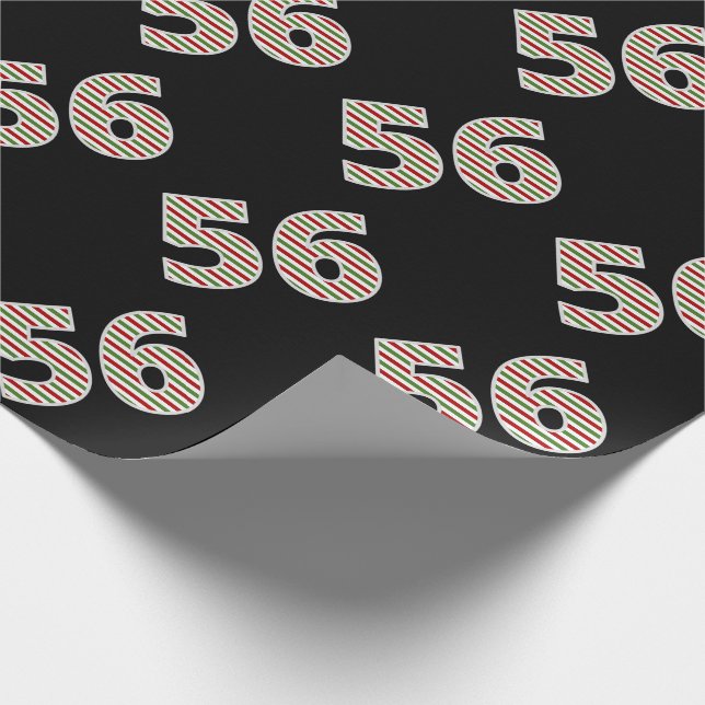 Red, White, Green "56" 56th Event on Christmas Day Wrapping Paper (Corner)