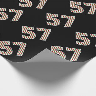 Red, White, Green "57" 57th Event on Christmas Day Wrapping Paper