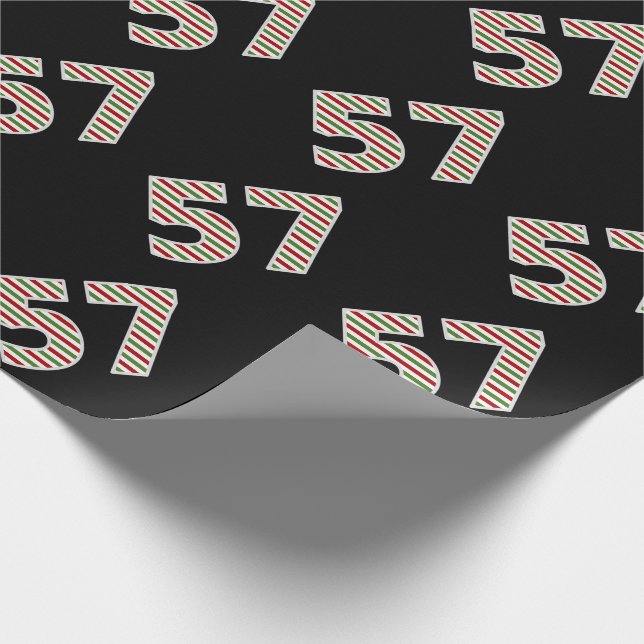 Red, White, Green "57" 57th Event on Christmas Day Wrapping Paper (Corner)