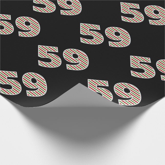 Red, White, Green "59" 59th Event on Christmas Day Wrapping Paper (Corner)