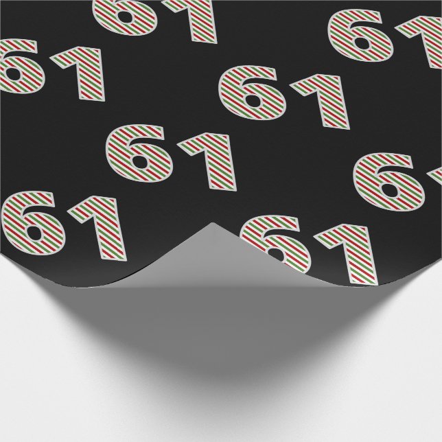 Red, White, Green "61" 61st Event on Christmas Day Wrapping Paper (Corner)