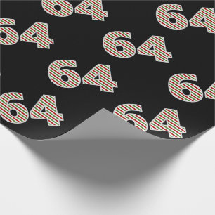 Red, White, Green "64" 64th Event on Christmas Day Wrapping Paper