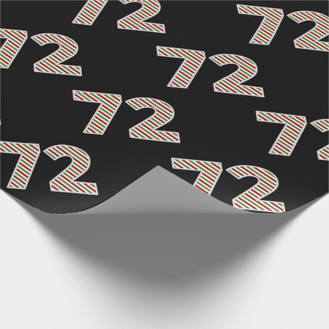 Red, White, Green "72" 72nd Event on Christmas Day Wrapping Paper (Corner)