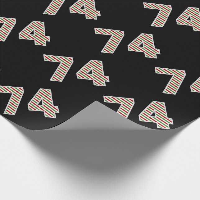 Red, White, Green "74" 74th Event on Christmas Day Wrapping Paper (Corner)