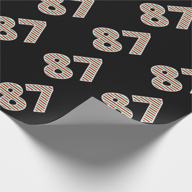 Red, White, Green "87" 87th Event on Christmas Day Wrapping Paper (Corner)